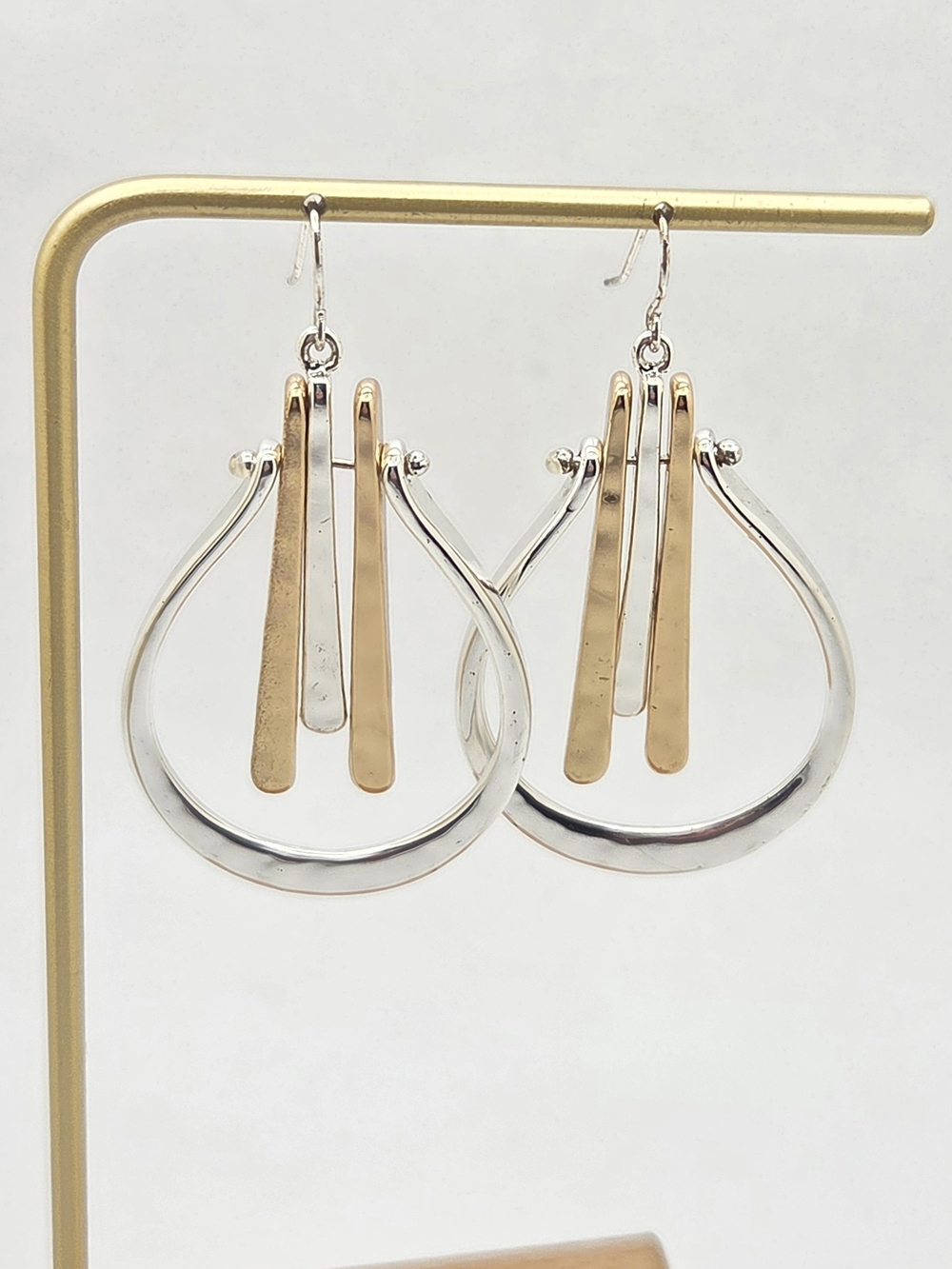 RLM Studio Soho Robert Lee Morris Two Tone Hammered Teardrop Dangle Earrings